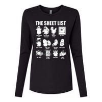 Retro The Halloween Sheet List Funny Boo Sheet Halloween Womens Cotton Relaxed Long Sleeve T-Shirt