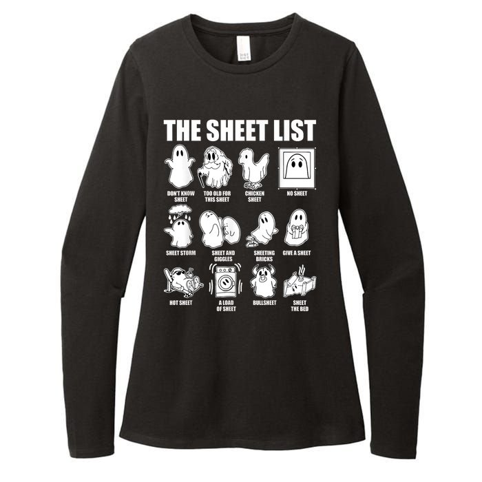 Retro The Halloween Sheet List Funny Boo Sheet Halloween Womens CVC Long Sleeve Shirt