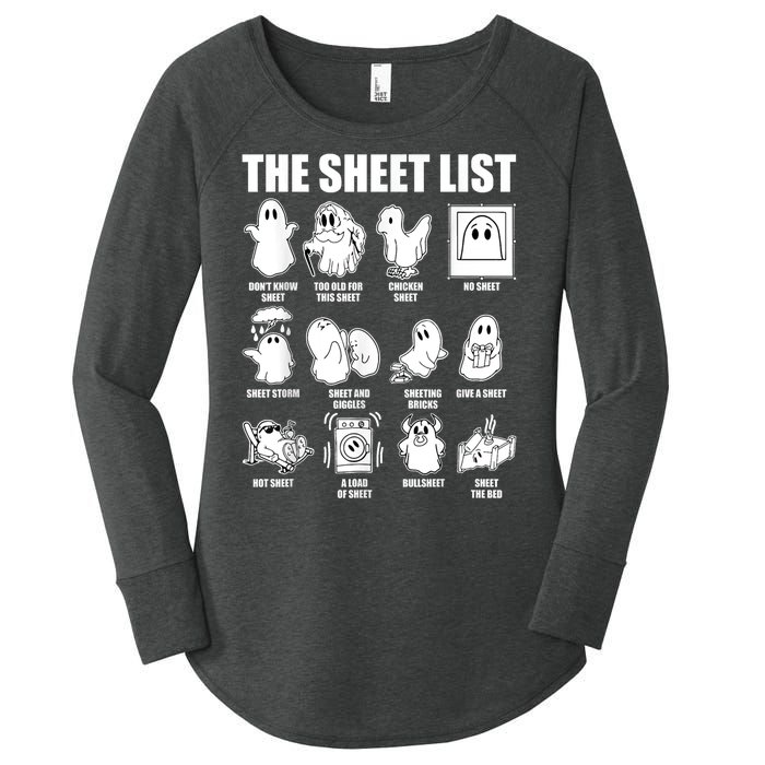 Retro The Halloween Sheet List Funny Boo Sheet Halloween Women's Perfect Tri Tunic Long Sleeve Shirt