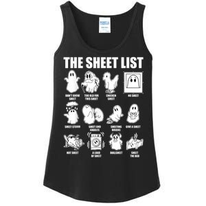 Retro The Halloween Sheet List Funny Boo Sheet Halloween Ladies Essential Tank