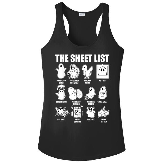 Retro The Halloween Sheet List Funny Boo Sheet Halloween Ladies PosiCharge Competitor Racerback Tank