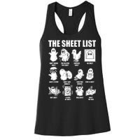 Retro The Halloween Sheet List Funny Boo Sheet Halloween Women's Racerback Tank