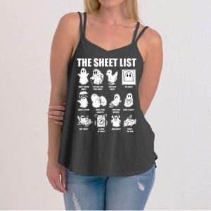 Retro The Halloween Sheet List Funny Boo Sheet Halloween Women's Strappy Tank