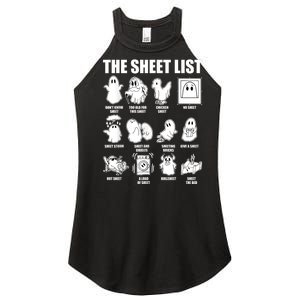 Retro The Halloween Sheet List Funny Boo Sheet Halloween Women's Perfect Tri Rocker Tank