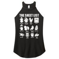 Retro The Halloween Sheet List Funny Boo Sheet Halloween Women's Perfect Tri Rocker Tank