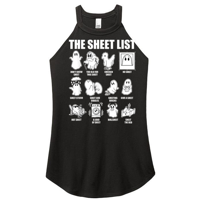 Retro The Halloween Sheet List Funny Boo Sheet Halloween Women's Perfect Tri Rocker Tank