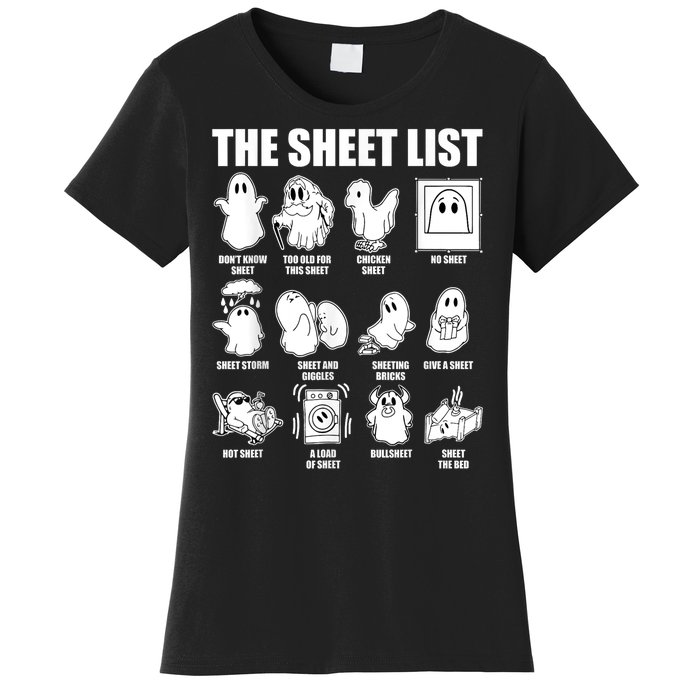 Retro The Halloween Sheet List Funny Boo Sheet Halloween Women's T-Shirt