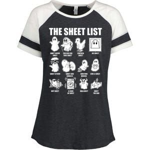 Retro The Halloween Sheet List Funny Boo Sheet Halloween Enza Ladies Jersey Colorblock Tee