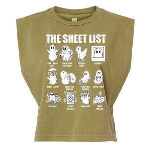 Retro The Halloween Sheet List Funny Boo Sheet Halloween Garment-Dyed Women's Muscle Tee