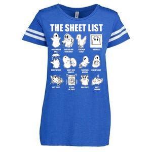 Retro The Halloween Sheet List Funny Boo Sheet Halloween Enza Ladies Jersey Football T-Shirt