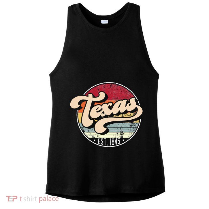 Retro Texas Home State Tx Cool 70s Style Sunset Ladies PosiCharge Tri-Blend Wicking Tank