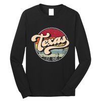 Retro Texas Home State Tx Cool 70s Style Sunset Long Sleeve Shirt