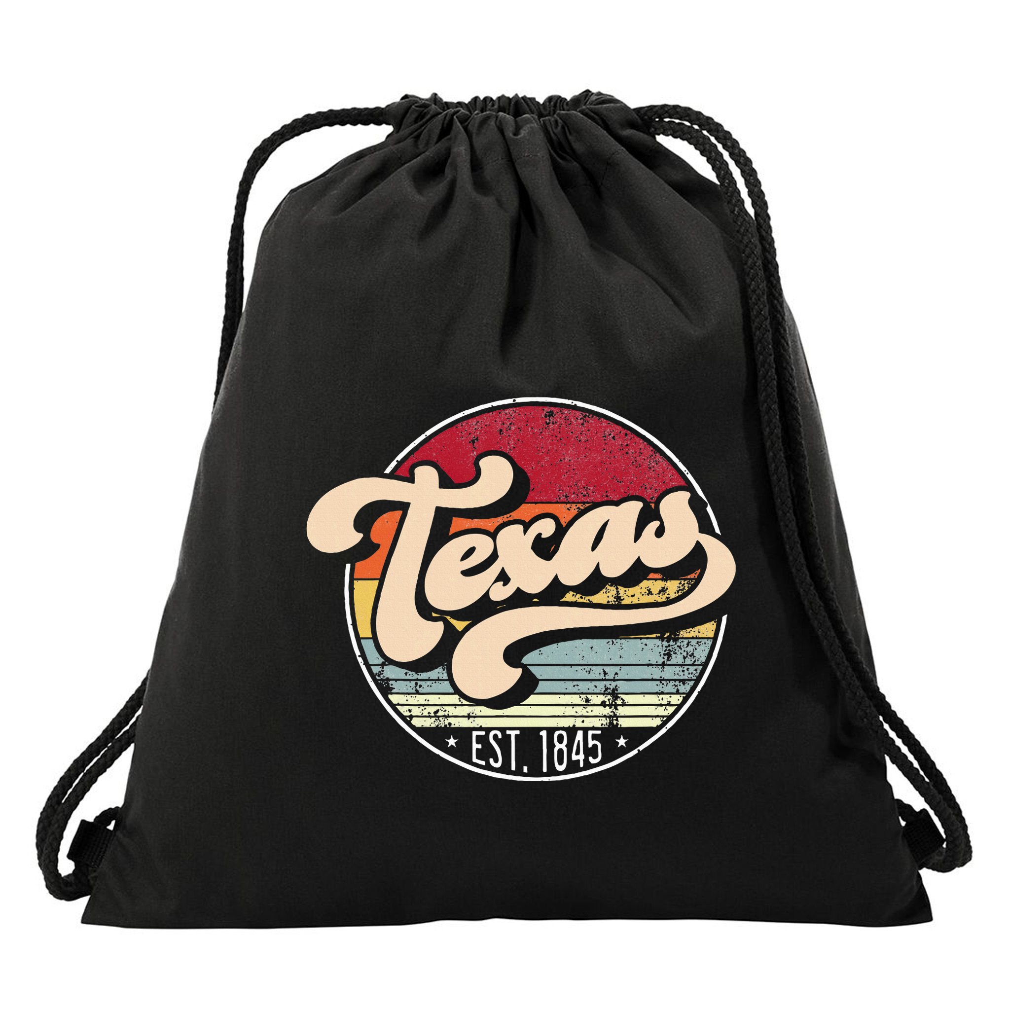 Retro Texas Home State Tx Cool 70s Style Sunset Drawstring Bag
