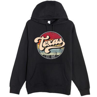 Retro Texas Home State Tx Cool 70s Style Sunset Premium Pullover Hoodie