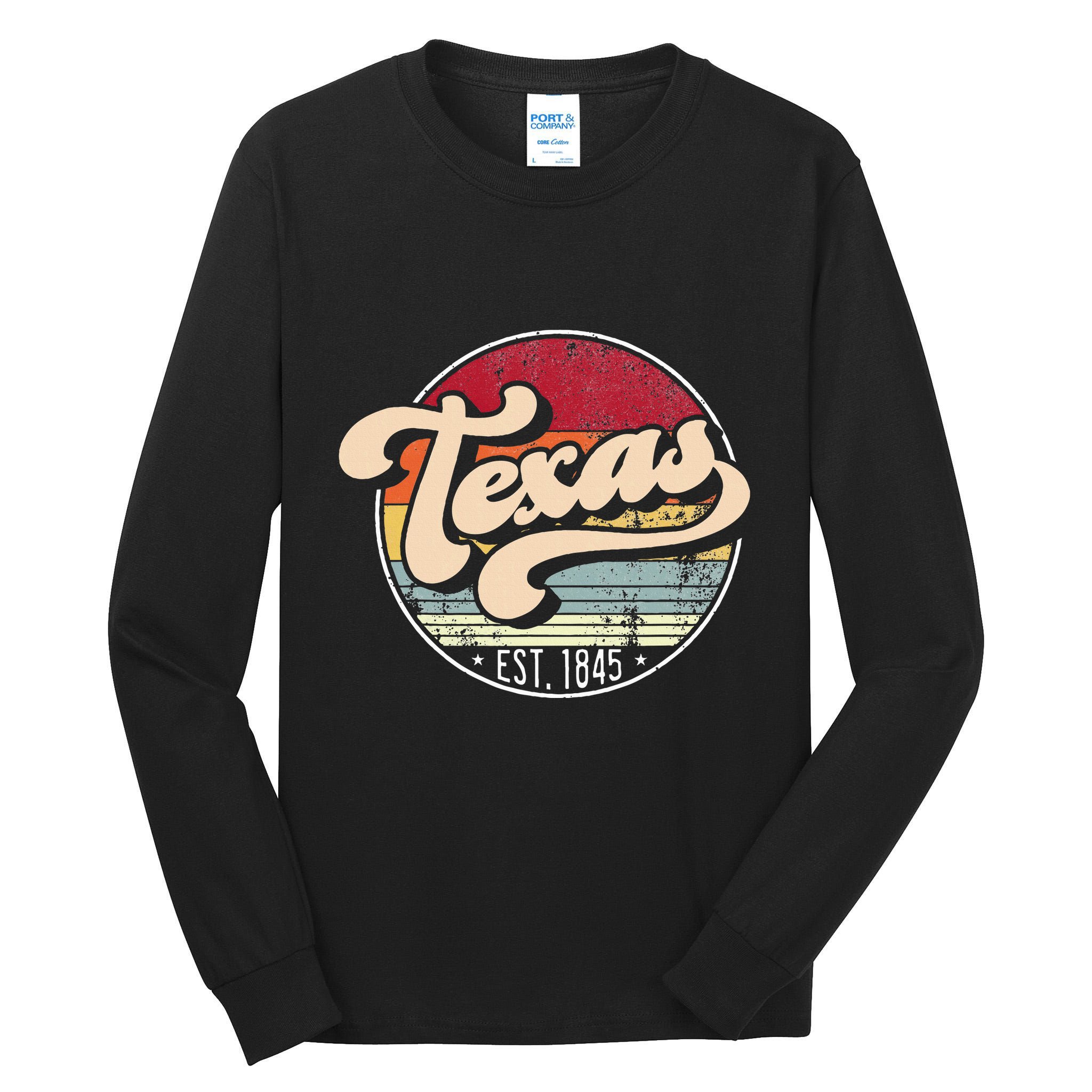 Retro Texas Home State Tx Cool 70s Style Sunset Tall Long Sleeve T-Shirt