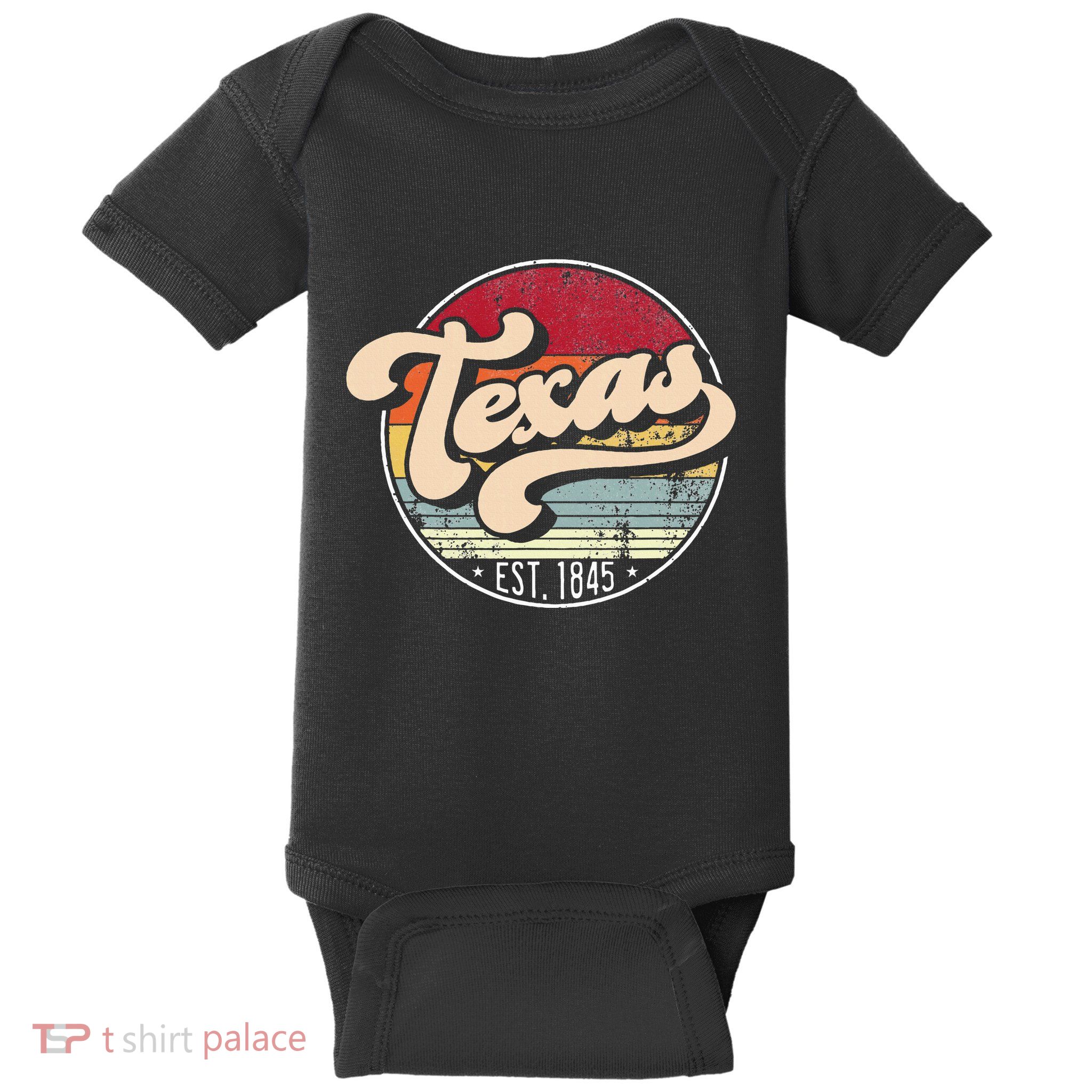 Retro Texas Home State Tx Cool 70s Style Sunset Baby Bodysuit