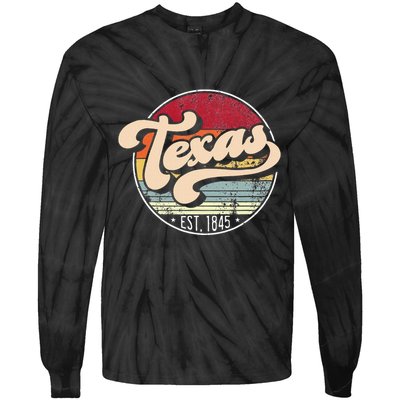 Retro Texas Home State Tx Cool 70s Style Sunset Tie-Dye Long Sleeve Shirt