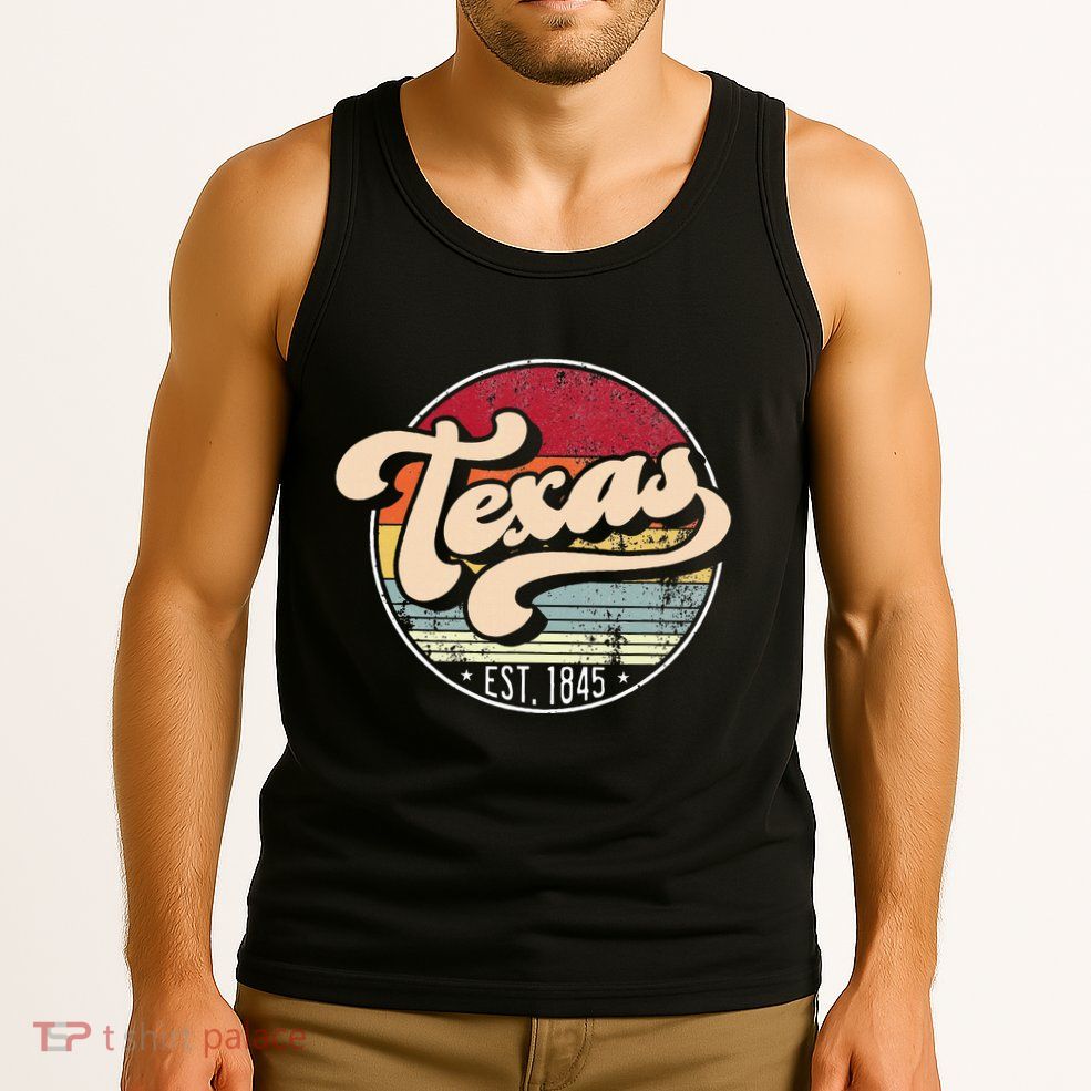 Retro Texas Home State Tx Cool 70s Style Sunset Tank Top