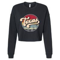 Retro Texas Home State Tx Cool 70s Style Sunset Cropped Pullover Crew