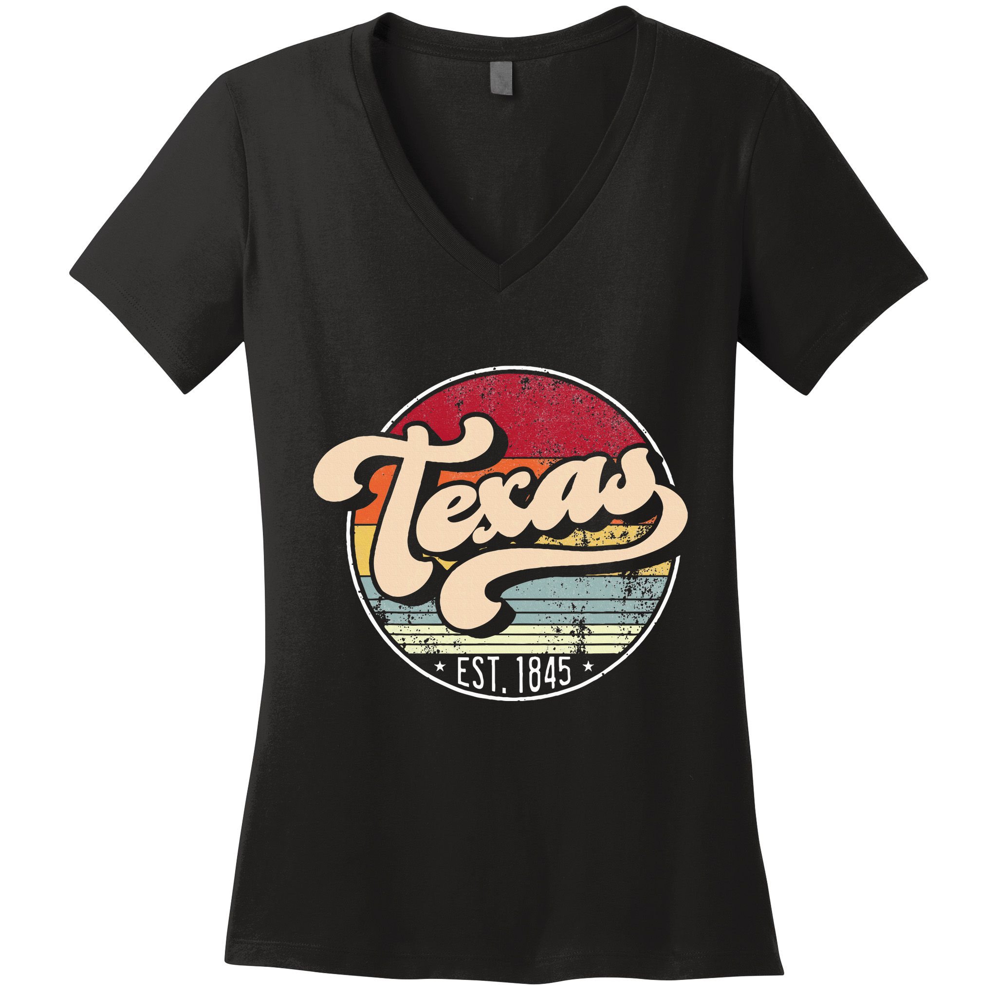 Retro Texas Home State Tx Cool 70s Style Sunset Women's V-Neck T-Shirt