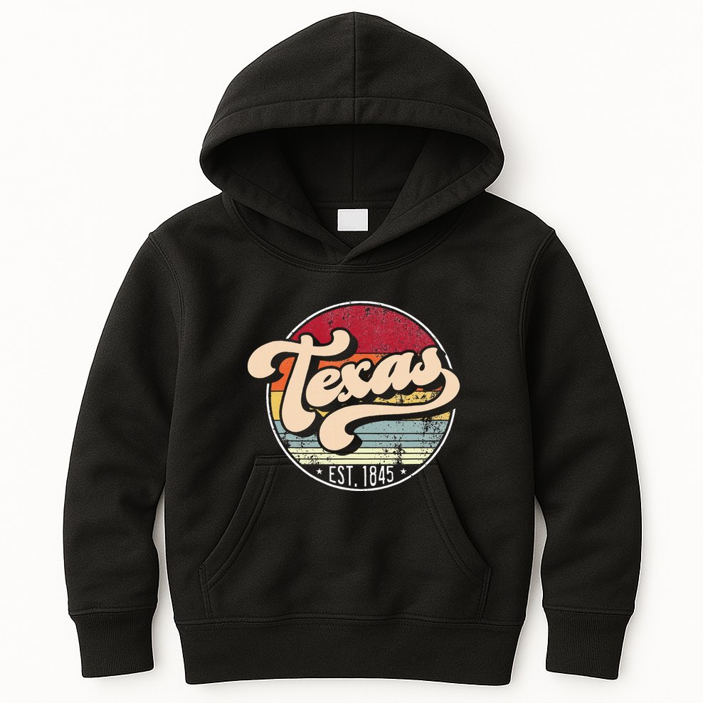 Retro Texas Home State Tx Cool 70s Style Sunset Kids Hoodie
