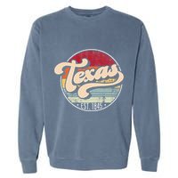 Retro Texas Home State Tx Cool 70s Style Sunset Garment-Dyed Sweatshirt