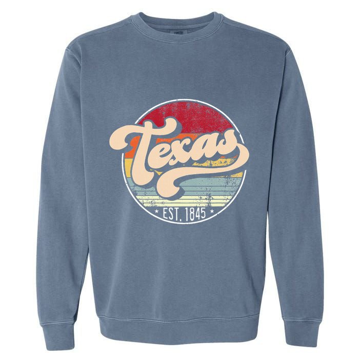 Retro Texas Home State Tx Cool 70s Style Sunset Garment-Dyed Sweatshirt