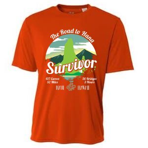 Road To Hana Survivor Curvy Palm Maui Hawaii Lover Gift Cooling Performance Crew T-Shirt