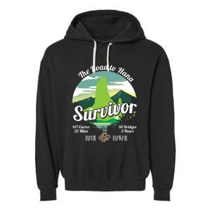 Road To Hana Survivor Curvy Palm Maui Hawaii Lover Gift Garment-Dyed Fleece Hoodie