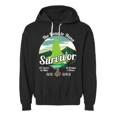 Road To Hana Survivor Curvy Palm Maui Hawaii Lover Gift Garment-Dyed Fleece Hoodie