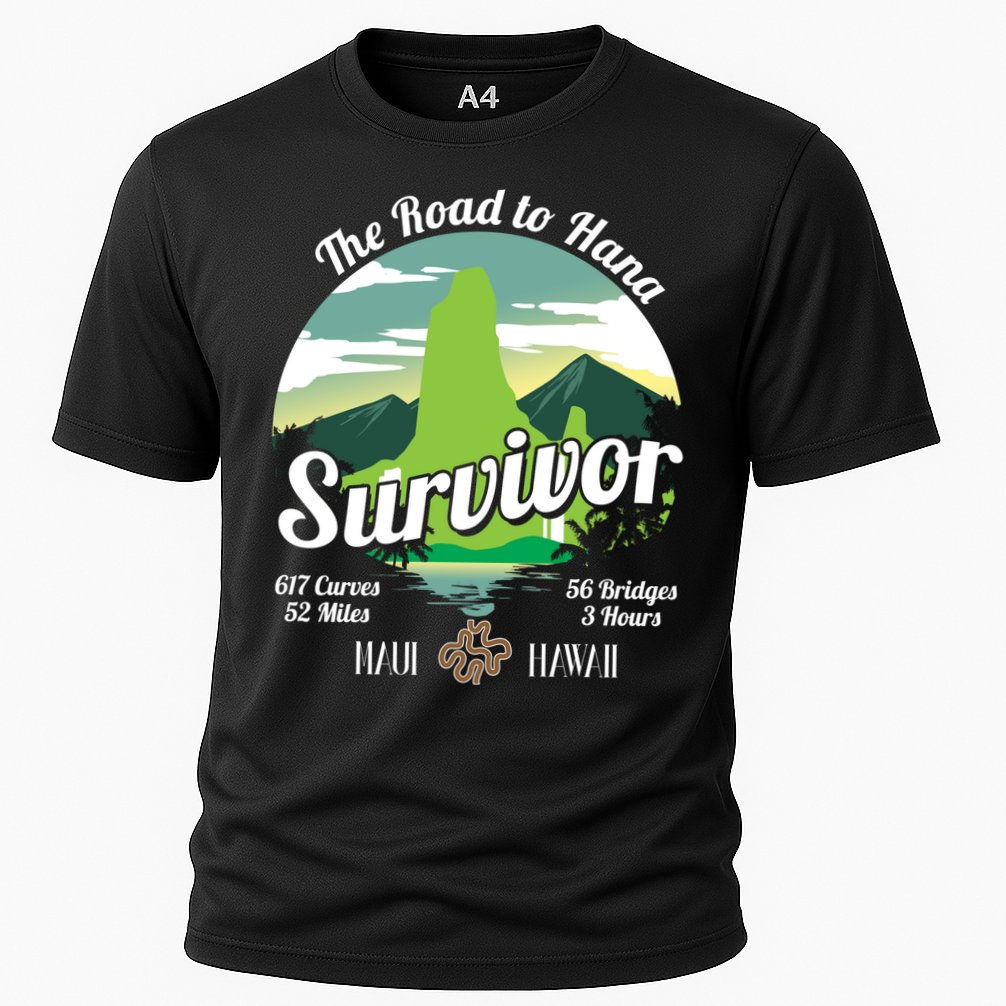 Road To Hana Survivor Curvy Palm Maui Hawaii Lover Gift Cooling Performance Crew T-Shirt