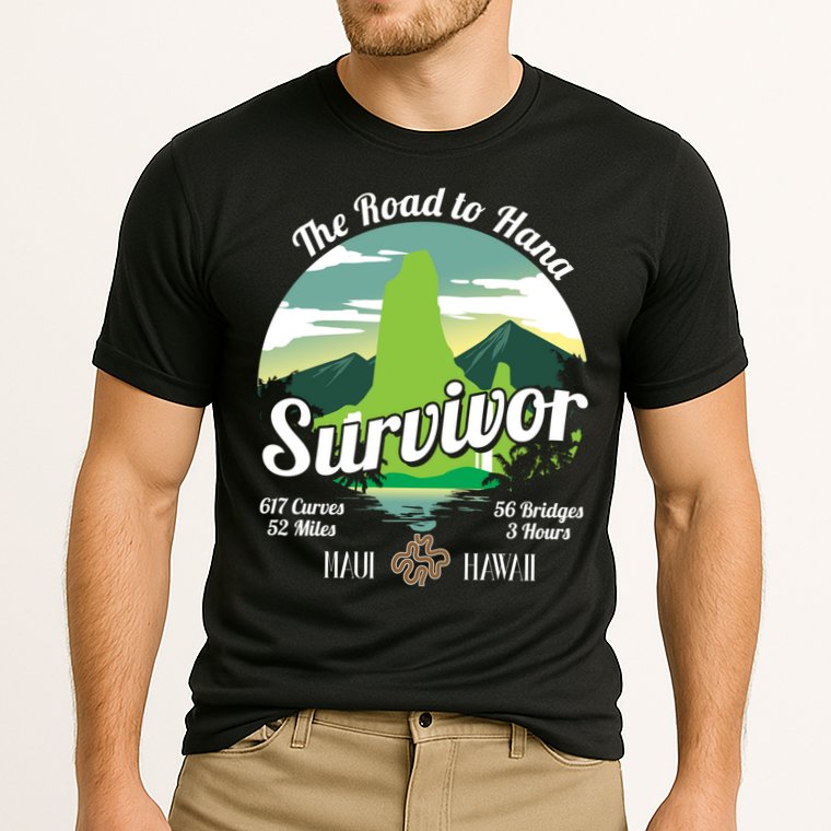 Road To Hana Survivor Curvy Palm Maui Hawaii Lover Gift Cooling Performance Crew T-Shirt