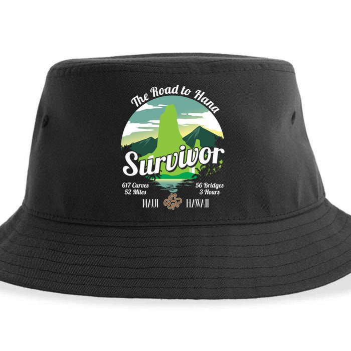Road To Hana Survivor Curvy Palm Maui Hawaii Lover Gift Sustainable Bucket Hat