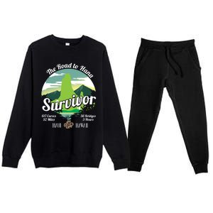 Road To Hana Survivor Curvy Palm Maui Hawaii Lover Gift Premium Crewneck Sweatsuit Set