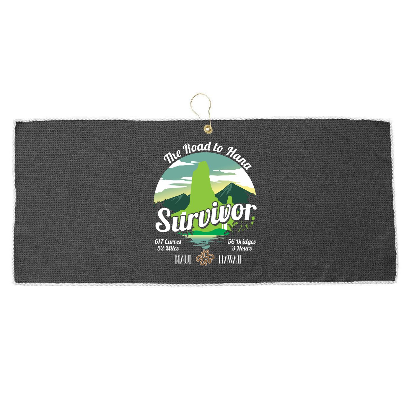 Road To Hana Survivor Curvy Palm Maui Hawaii Lover Gift Large Microfiber Waffle Golf Towel