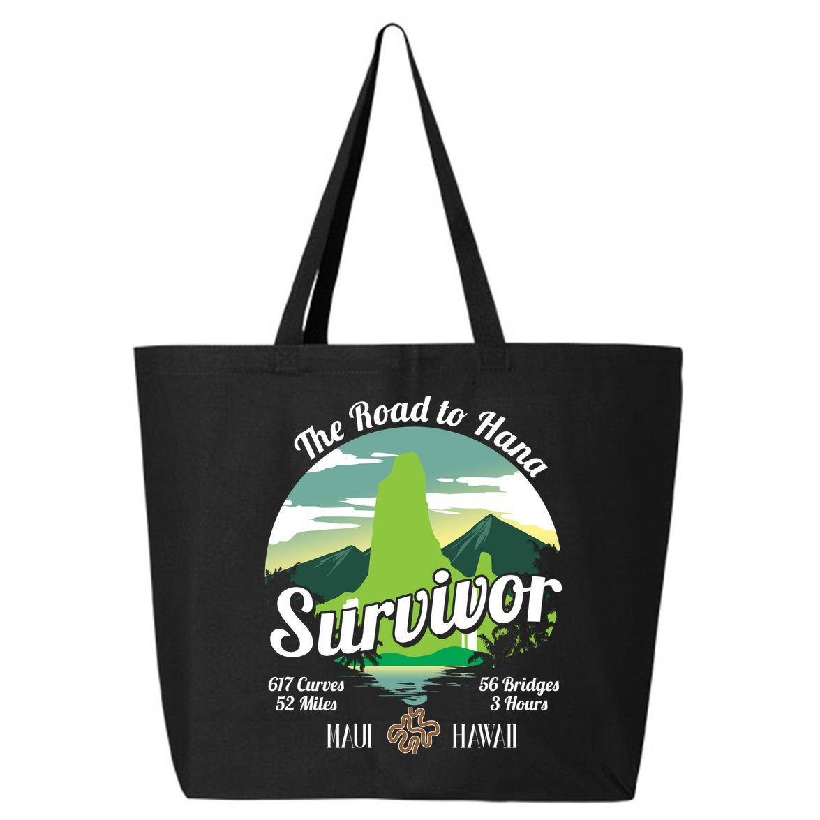 Road To Hana Survivor Curvy Palm Maui Hawaii Lover Gift 25L Jumbo Tote