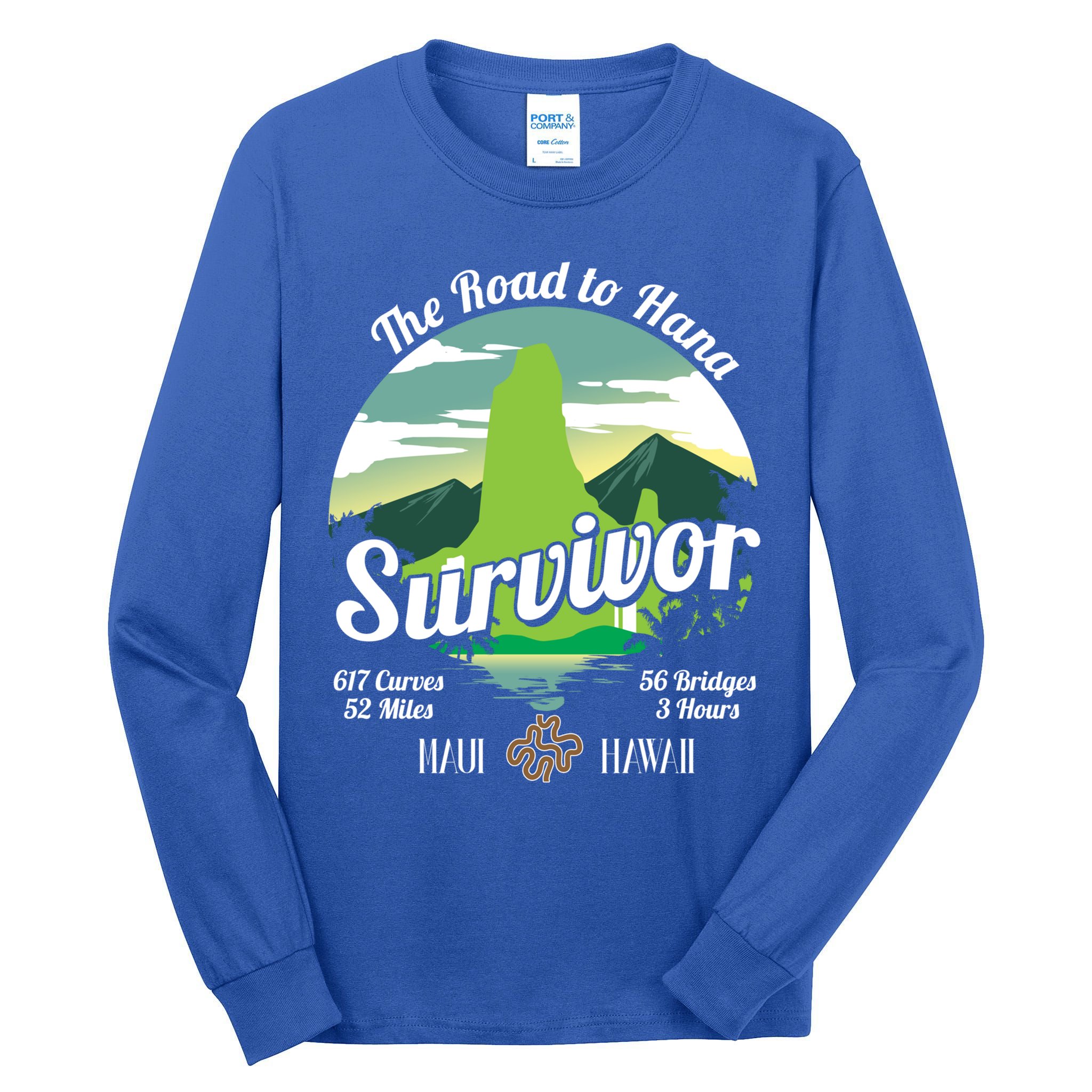 Road To Hana Survivor Curvy Palm Maui Hawaii Lover Gift Tall Long Sleeve T-Shirt