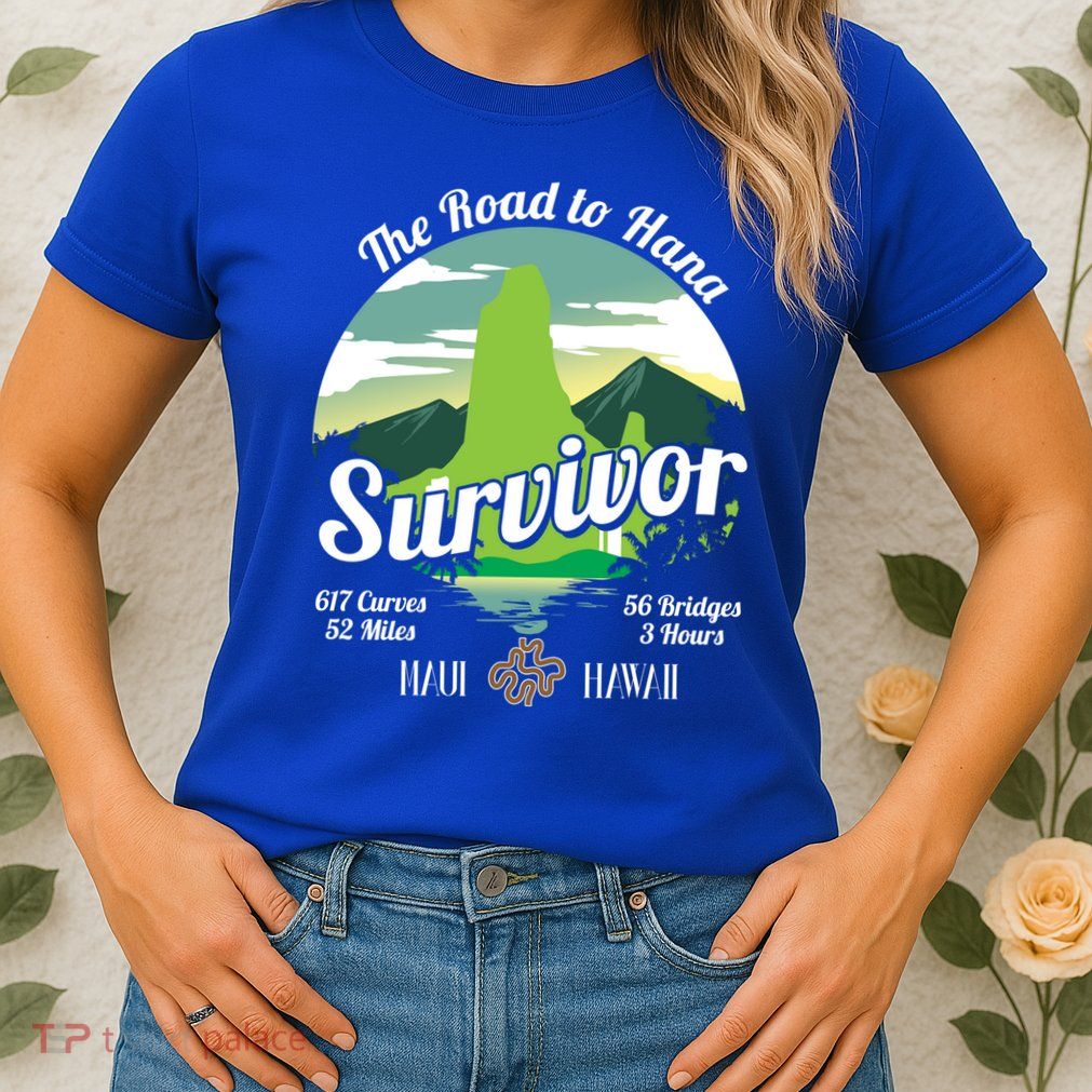 Road To Hana Survivor Curvy Palm Maui Hawaii Lover Gift Womens T-Shirt