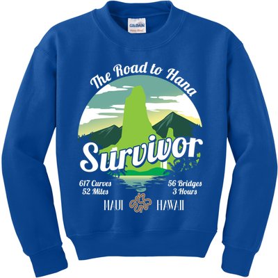 Road To Hana Survivor Curvy Palm Maui Hawaii Lover Gift Kids Sweatshirt