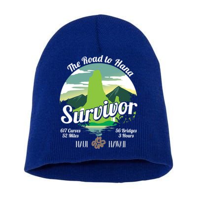 Road To Hana Survivor Curvy Palm Maui Hawaii Lover Gift Short Acrylic Beanie