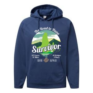 Road To Hana Survivor Curvy Palm Maui Hawaii Lover Gift Performance Fleece Hoodie