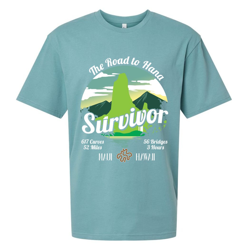 Road To Hana Survivor Curvy Palm Maui Hawaii Lover Gift Sueded Cloud Jersey T-Shirt