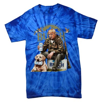 Retro Trump Hunting Deer Funny Beer Drinking Hunting On Back Tie-Dye T-Shirt