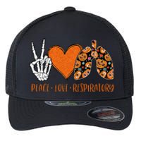 Respiratory Therapist Halloween Costume Peace & Love Skeleton Flexfit Unipanel Trucker Cap