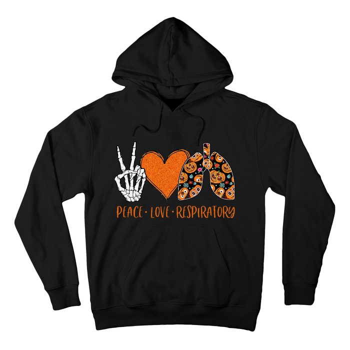 Respiratory Therapist Halloween Costume Peace & Love Skeleton Hoodie