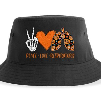 Respiratory Therapist Halloween Costume Peace & Love Skeleton Sustainable Bucket Hat