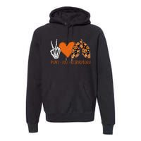 Respiratory Therapist Halloween Costume Peace & Love Skeleton Premium Hoodie