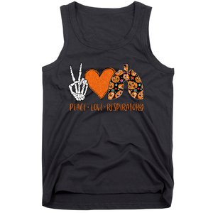 Respiratory Therapist Halloween Costume Peace & Love Skeleton Tank Top