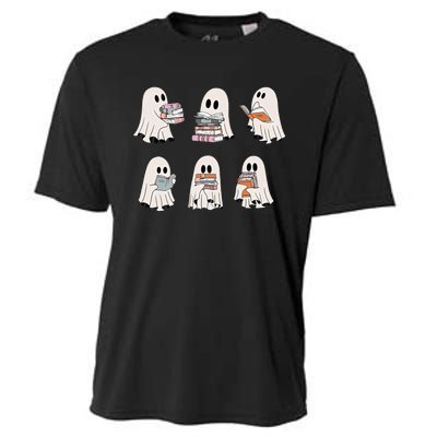 Retro Teacher Halloween Ghost Read More Books Cooling Performance Crew T-Shirt