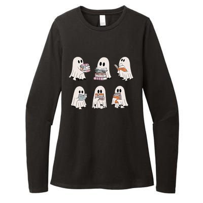 Retro Teacher Halloween Ghost Read More Books Womens CVC Long Sleeve Shirt